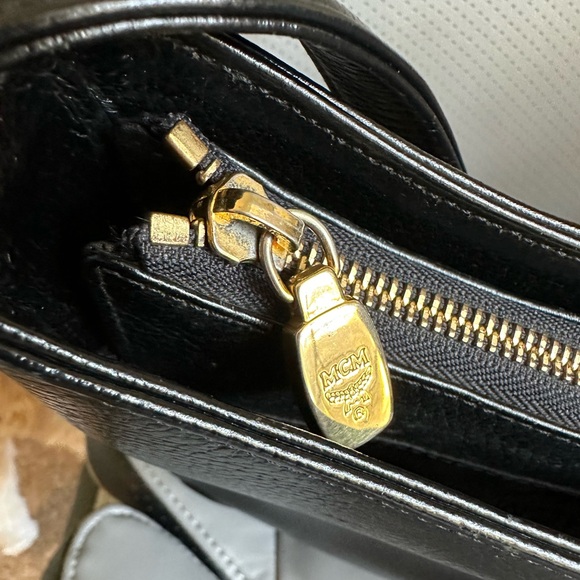 MCM Soft Grain Leather Hobo Shoulder Bag, Black with Gold Hardware, EUC - Picture 9 of 16